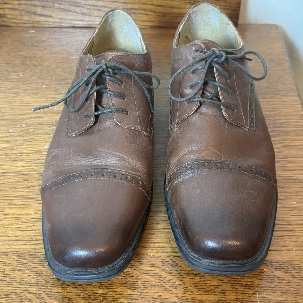 Stacy Adams Men's 10.5M Brown Leather Cap Toe Oxford Dress Shoes Classic Style